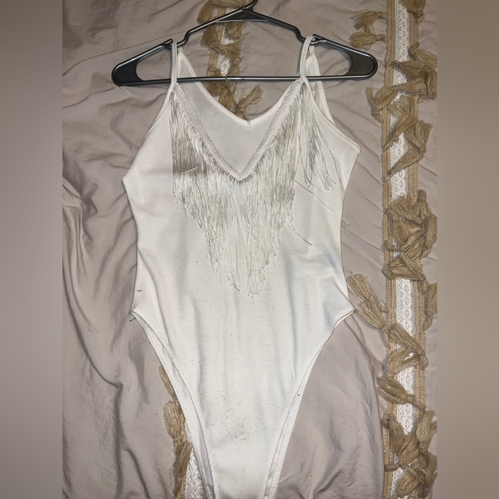 White Fringe / Tassel Bodysuit